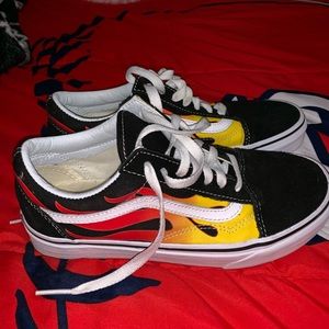 Vans Old Skool Flame Black & White Skate Shoes